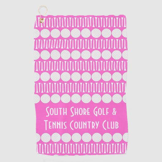 Maßgeschneiderte Golf Balls & T-Shirts Hot Pink Go Golfhandtuch (Vorderseite)