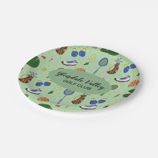 Maßgeschneiderte Golf Theme Paper Plate Pappteller (Schrägansicht)