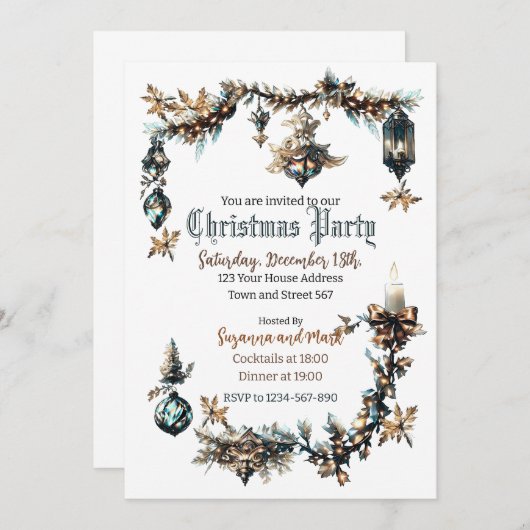 Maßgeschneiderte Gotische Weihnachtsfeier-Party Ei Einladung (Vorne/Hinten)