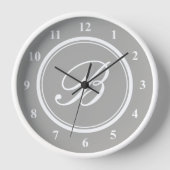 Maßgeschneiderte, grau-weiße Mono-Wanduhr Uhr (Vorderseite)
