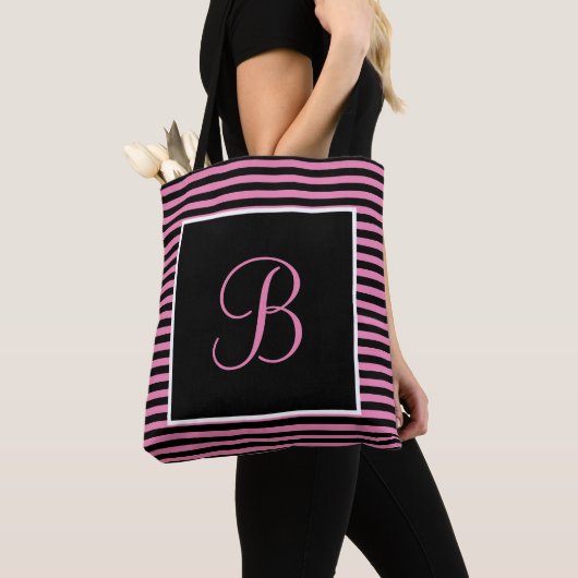 Maßgeschneiderte Groß, zuerst rosa und schwarz Str Tasche (Von Nahem)