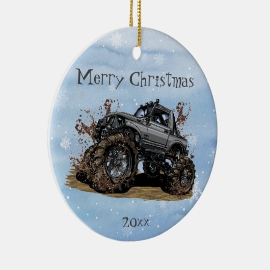 Maßgeschneiderte Großmonster-Truck-Off-Road-Advent Keramik Ornament (Rechts)