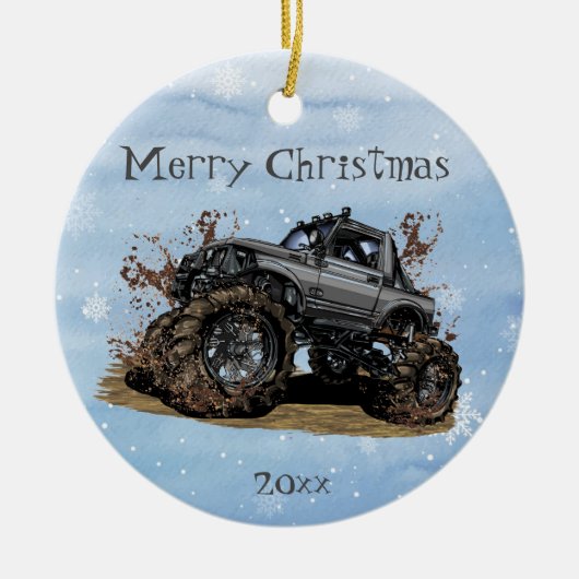 Maßgeschneiderte Großmonster-Truck-Off-Road-Advent Keramik Ornament (Vorne)