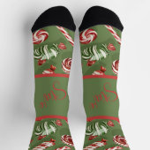 Maßgeschneiderte grüne Weihnachtscreme Socken (Oben)