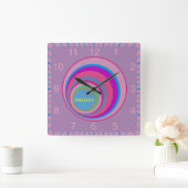 Maßgeschneiderte, gürtelig hübsche Kreisen Tornado Quadratische Wanduhr (Zuhause)