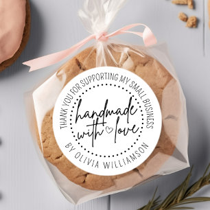 Maßgeschneiderte Handarbeit mit Liebe Vielen Dank Runder Aufkleber