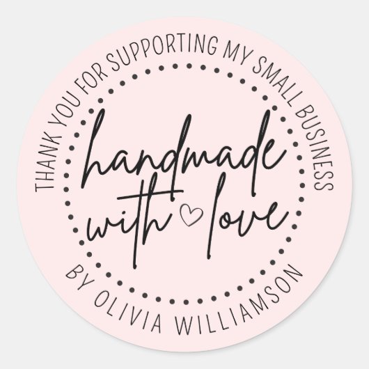 Maßgeschneiderte Handarbeit mit Liebe Vielen Dank Runder Aufkleber (Vorderseite)