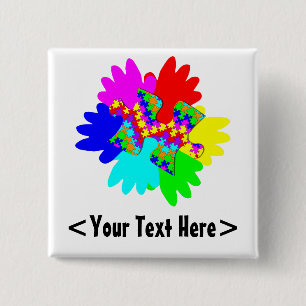 Maßgeschneiderte Hände und Puzzleteile Button