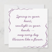 Maßgeschneiderte, handgezeichnete Blume Karte (Rückseite)