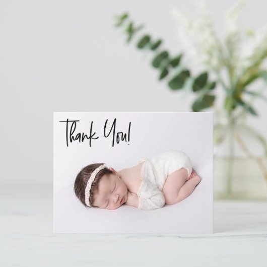 Maßgeschneiderte Handschrift Baby Girl Foto Babydu Postkarte (Stehend Vorderseite)