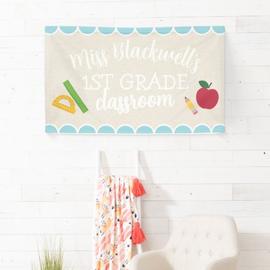 Maßgeschneiderte Handschrift Lehrer Name Klassenzi Banner (Insitu)