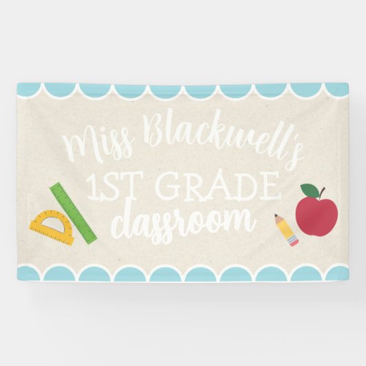 Maßgeschneiderte Handschrift Lehrer Name Klassenzi Banner (Horizontal)