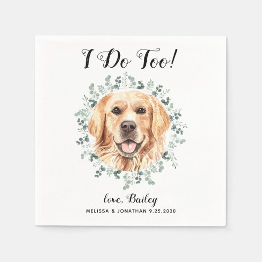 Maßgeschneiderte Hausehe Ich tue zu Golden Retriev Serviette (Vorderseite)