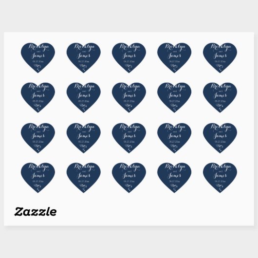 Maßgeschneiderte Heart Blue Wedding Stickers (Blatt)