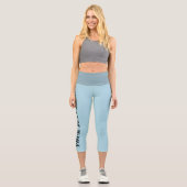Maßgeschneiderte hellblaue Capri Leggings (Vorderseite)