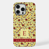 Maßgeschneiderte, hellgelbe, blumenrote graue Blum iPhone Hülle (Rückseite)