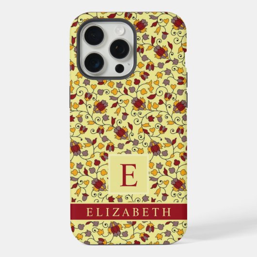 Maßgeschneiderte, hellgelbe, blumenrote graue Blum iPhone Hülle (Rückseite)