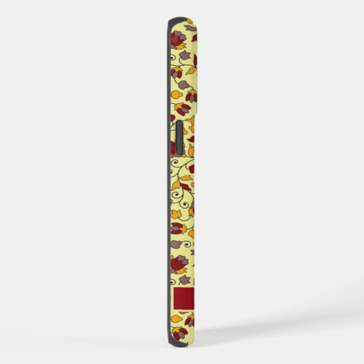 Maßgeschneiderte, hellgelbe, blumenrote graue Blum iPhone Hülle (Rechte Seite)