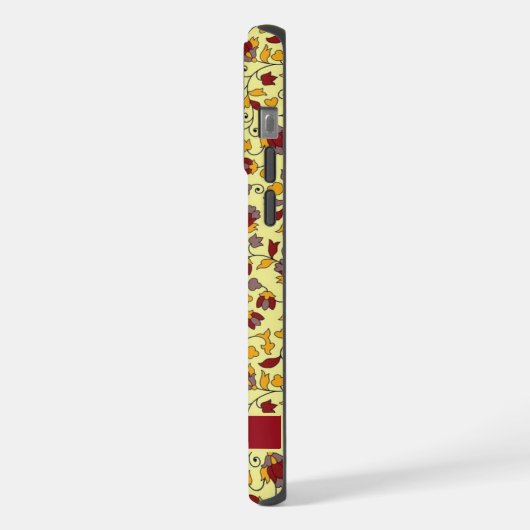 Maßgeschneiderte, hellgelbe, blumenrote graue Blum iPhone Hülle (Linke Seite)