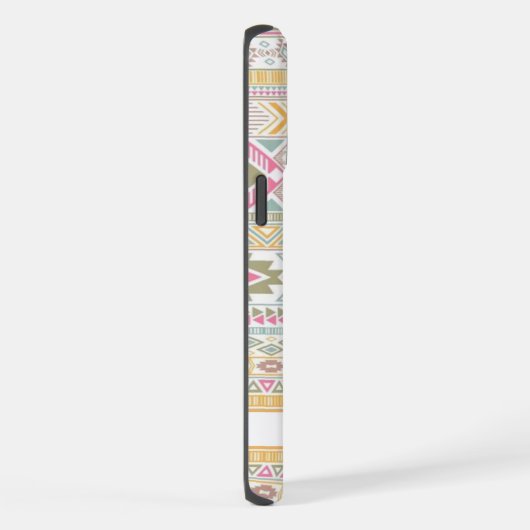 Maßgeschneiderte hellgelbe, rosa blaue Azteken iPhone Hülle (Rechte Seite)