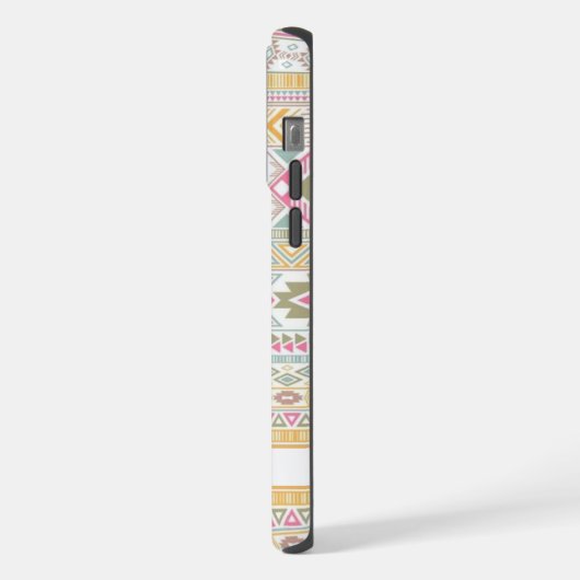 Maßgeschneiderte hellgelbe, rosa blaue Azteken iPhone Hülle (Linke Seite)