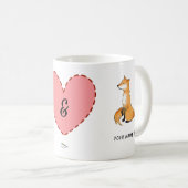 Maßgeschneiderte Herz Bunny Fox Couple Tasse (VorderseiteRechts)