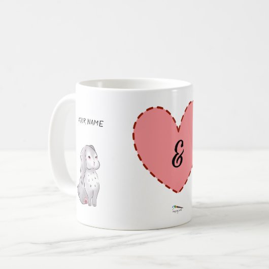 Maßgeschneiderte Herz Bunny Fox Couple Tasse (Vorderseite Links)
