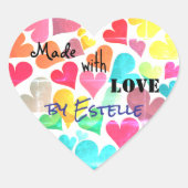 Maßgeschneiderte, herzförmige Aufkleber aus Liebe (Vorderseite)