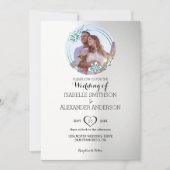 Maßgeschneiderte Hochzeit mit Foto und Blumenkranz Einladung (Vorderseite)