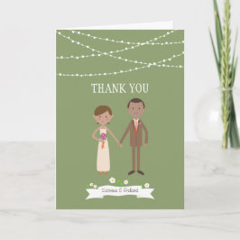 Maßgeschneiderte Hochzeit mit Illustriertem Cartoo Dankeskarte