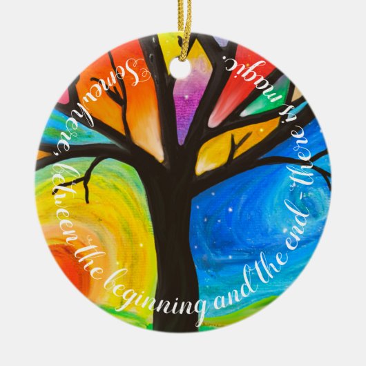 Maßgeschneiderte Hochzeit oder Verlobung Regenboge Keramik Ornament (Vorne)