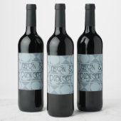 Maßgeschneiderte Hochzeit von moderner Blue Geomet Weinetikett (Flaschen)