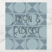 Maßgeschneiderte Hochzeit von moderner Blue Geomet Weinetikett (Einzelnes Label)