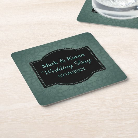 Maßgeschneiderte Hochzeit von Text mit geometrisch Rechteckiger Pappuntersetzer (angewinkelt)