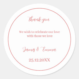 Maßgeschneiderte Hochzeiten - einfache Rose Runder Aufkleber