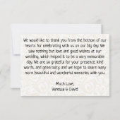 Maßgeschneiderte Hochzeitkarten Dankeskarte (Rückseite)