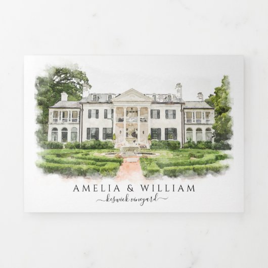 Maßgeschneiderte Hochzeitsfeier Dreifach Gefaltete Einladung (Cover)