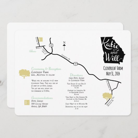 Maßgeschneiderte Hochzeitskarte Einladung (Vorne/Hinten)