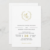 Maßgeschneiderte Hochzeitsmarken in Weiß und Gold Einladung (Vorne/Hinten)