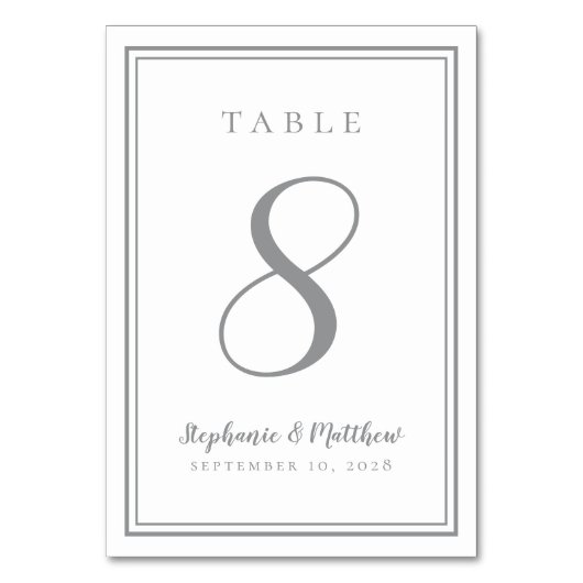 Maßgeschneiderte Hochzeitstil-Tischnummer Tischnummer (Vorderseite)