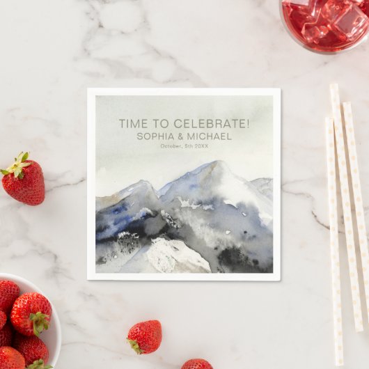 Maßgeschneiderte Hochzeitvorlagen Wasserfarbengebi Serviette (Beispiel)