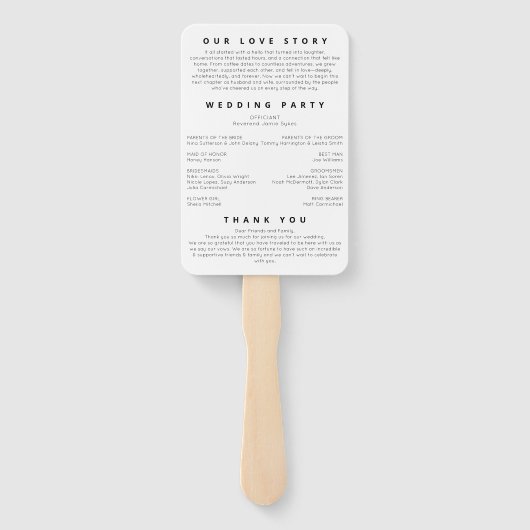 Maßgeschneiderte Hochzeitzeiten, Reihenfolge der H Fächer (Rückseite)