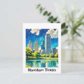 Maßgeschneiderte Houston Texas Skyline-Wasserfarbe Postkarte (Stehend Vorderseite)
