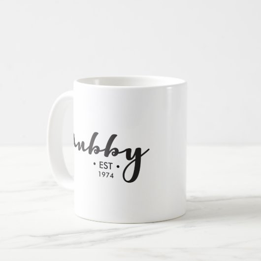 Maßgeschneiderte Hubby, hier etabliertes Jahr, per Kaffeetasse (Vorderseite Links)