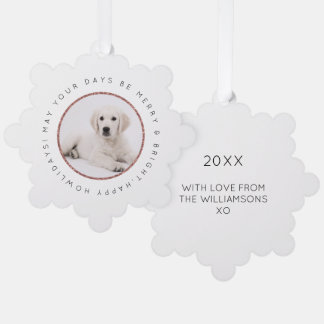 Maßgeschneiderte Hunde Foto Weihnachtsschmuckkarte Ornament Karte