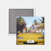 Maßgeschneiderte Hunde in Cabrio Magnet (Vorderseite/Rückseite)