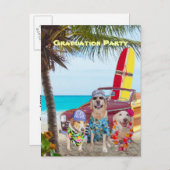 Maßgeschneiderte Hunde/Labrador Postcard Beach Par Einladungspostkarte (Vorne/Hinten)