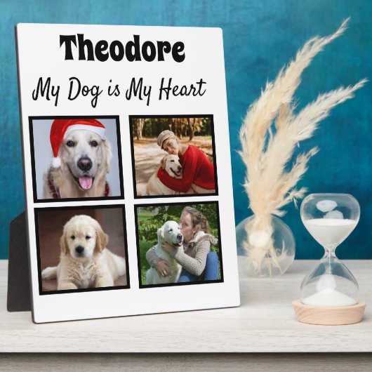 Maßgeschneiderte Hundehalterung - mit vier Fotos Fotoplatte (Seite)