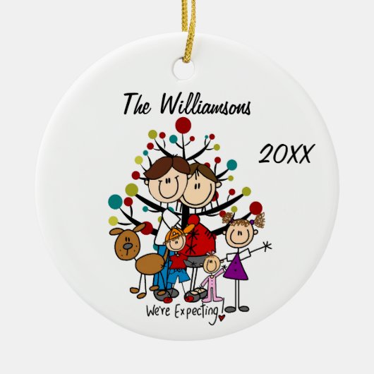 Maßgeschneiderte Hundeschmuck-Familie Keramik Ornament (Vorne)