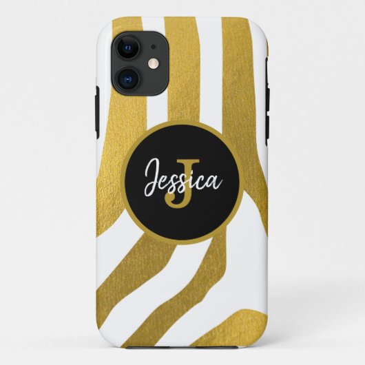 Maßgeschneiderte Imitate Gold Zebra Print Stripes Case-Mate iPhone Hülle (Rückseite)